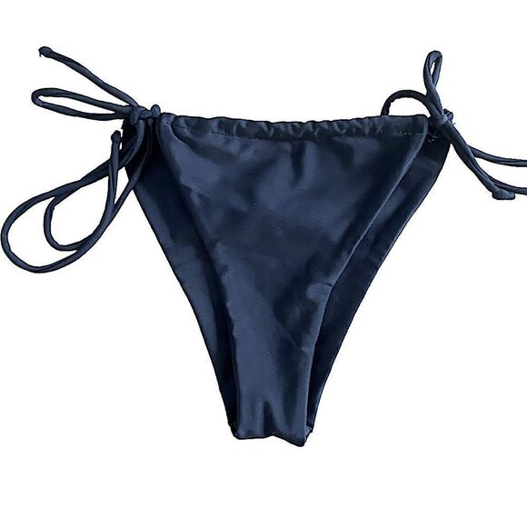 Black string bikini bottom. string tie side, size small - Picture 1 of 6